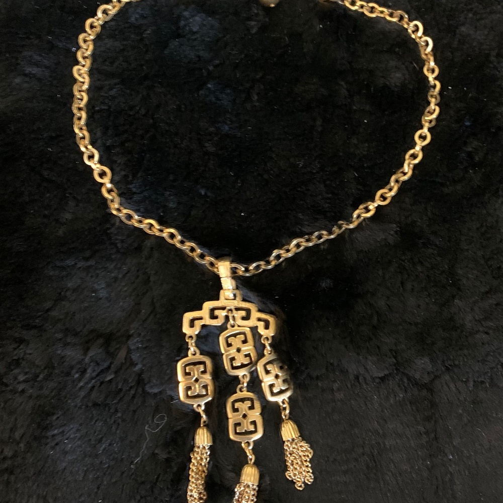 Trifari Crown tassel necklace with  matching earrings